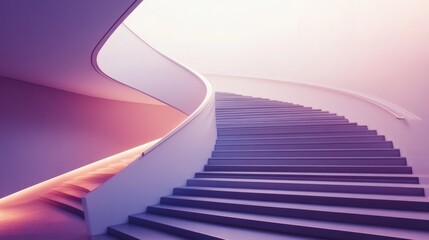 Elegant stairway winds to the top. Ascending into enlightenment. Architecture design
