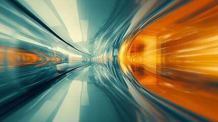 Abstract futuristic tunnel with vibrant colors.