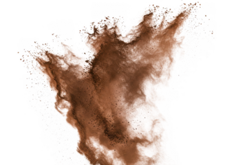 Brown explosion powder dust cloud effect isolated design element on transparent background