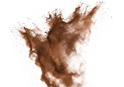Brown explosion powder dust cloud effect isolated design element on transparent background