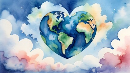 Naklejka premium Heart Shaped Globe of the World