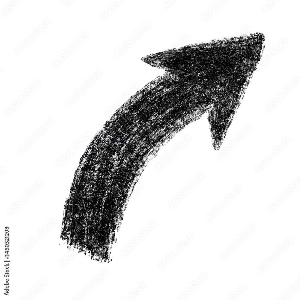 Aufkleber white chalk arrow upward curve design element graphic art way path road on transparent background