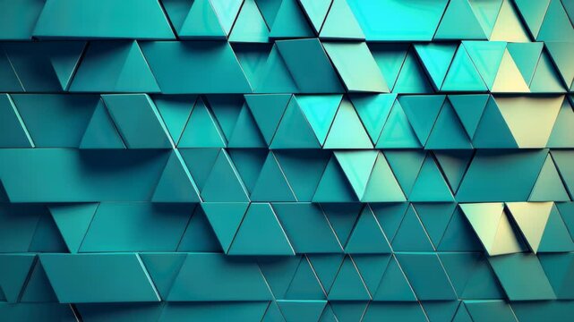 Geometric Harmony: A contemporary design of layered triangular forms showcases a spectrum of turquoise and sea-green tones, crafting a visually stunning and versatile surface.