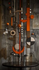 Naklejka premium layout vector art group tech professionals brainstorming sticky notes wall blue orange grey white notes diverse figures simple shapes collaborative workspace clean flat design vertical Minimal