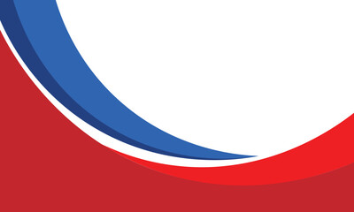 Patriotic abstract background with bold red, white, and blue curved shapes on a clean layout. Ideal for national celebrations, event posters, or digital templates.
