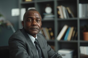 Fototapeta premium Portrait of a middle aged african american male Accountant