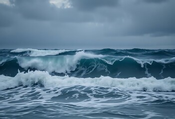 Fototapeta premium large wave in the ocean on a cloudy day