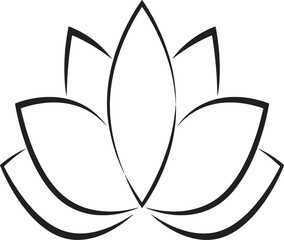 Lotus Flower Line Art Vector Illustration Black on White Background