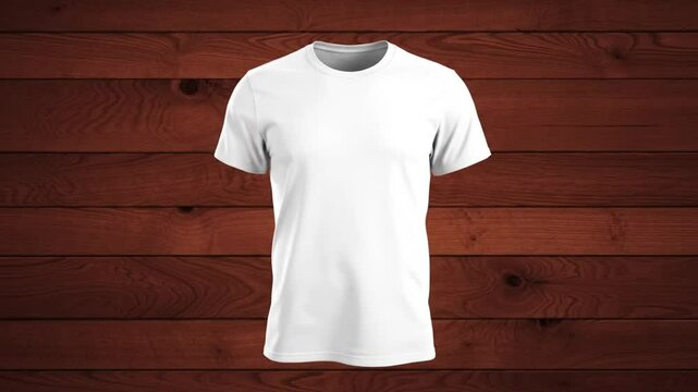 White t shirt on a wooden background apparel clothing casual blank