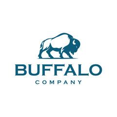 Buffalo Logo Design. Bison Silhouette, Bull, Angus Buffalo, isolated buffalo logo silhouette.
