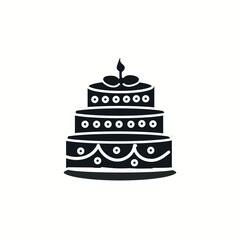 Black and White Birthday Cake Vector