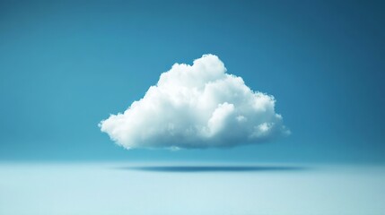 Single fluffy white cloud in a blue sky minimalist scene air art calm soft pure clean light image