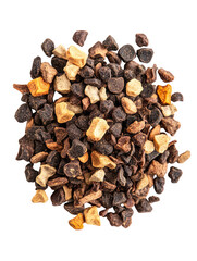 Obraz premium Spicy aromatic tea blend brown black orange pieces hot food rich warm on transparent background