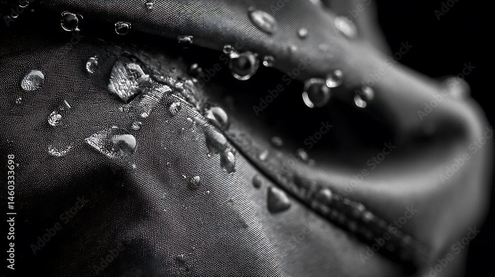 Poster a close up of a jacket with water droplets on it