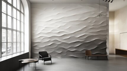 Interior design showcasing a textured wall.