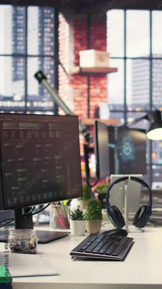 Fototapete vertical video agency setup showcases a high tech digital system used for deep learning and ai or vi