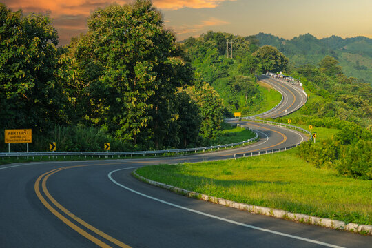 Beautiful road mountain with side, Nan province, Thailand