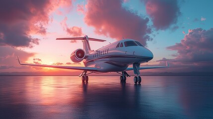 Private Jet at Sunset: Luxury Travel and Aviation