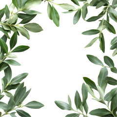 Green leaves frame black background nature foliage botanical design
