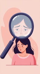 Magnifying Glass Reveals Worries: A Depiction of Anxiety and Fear of Aging