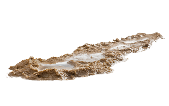 Wet footprints leaving a trail in the sand leading off into the distance symbolizing a journey or path isolated on white background PNG