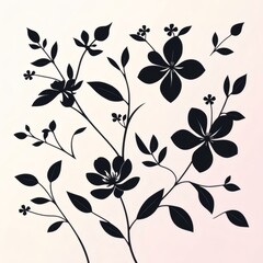 Elegant Floral Silhouettes with Soft Gradient Background for Design Pr