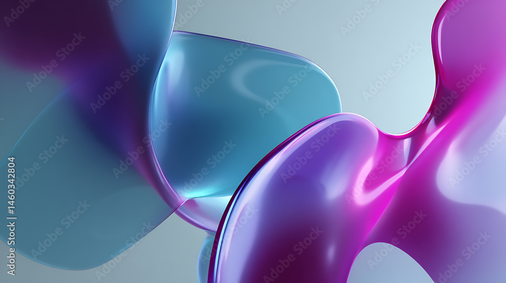 Poster Abstract floating shapes virtual geometric fluidity background