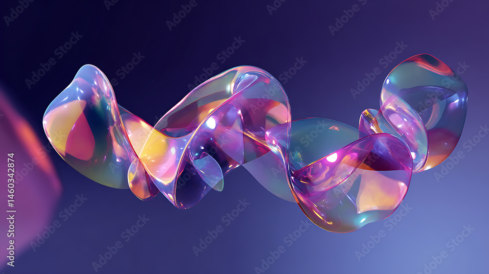 Poster Abstract floating shapes virtual geometric fluidity background