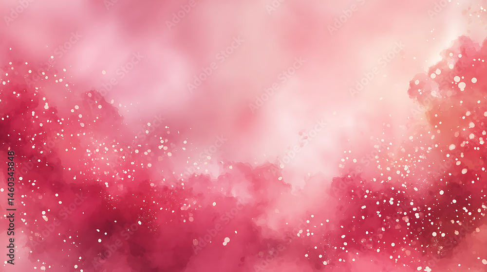 Poster abstract pink background with snowfall watercolor elements and copy space image