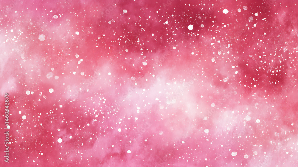 Poster abstract pink background with snowfall watercolor elements and copy space image