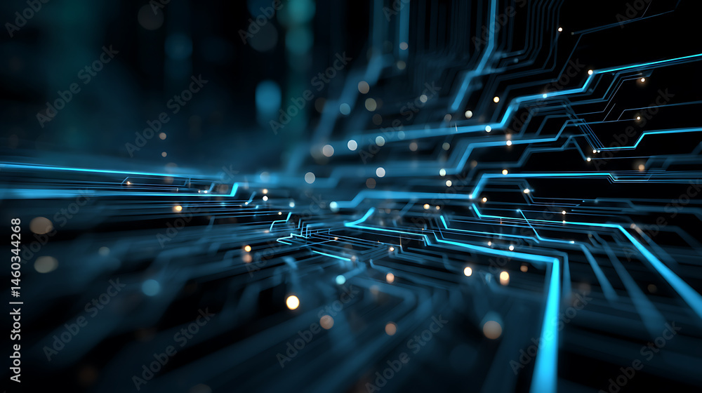Poster abstract structure circuit computer technology business background, bright neon lights