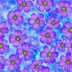 watercolor botanical flowers texture seamless pattern. Creative minimalist style art background for children or trendy design with basic shapes. Simple childish scribble backdrop white background
