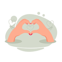hands forming a love sign flat illustration