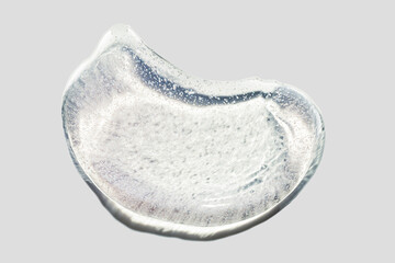 Clear transparent blue holographic texture smudge. Shimmer glitter cosmetic texture gel swatch