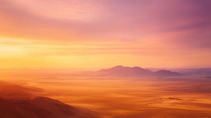 Fototapeta premium Golden hour panorama of a desert landscape.