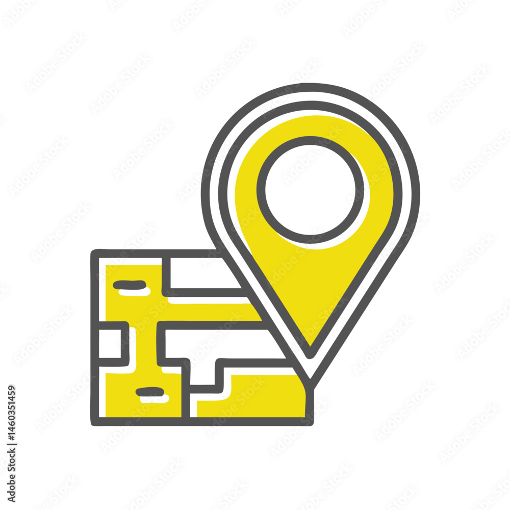Poster location pin icon on a map for navigation concept with copy space