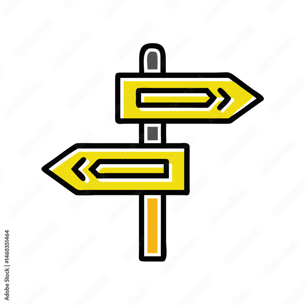 Poster directional signpost icon with arrows for navigation concept with copy space
