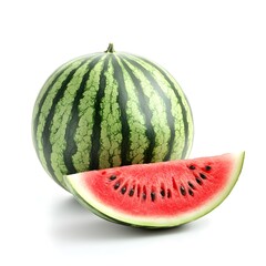A fresh watermelon isolated on a white background.