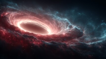 Fototapeta premium A depiction of a black hole with swirling gas and dust in space