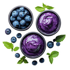 Blueberry Ice Cream Isolated on Transparent Background