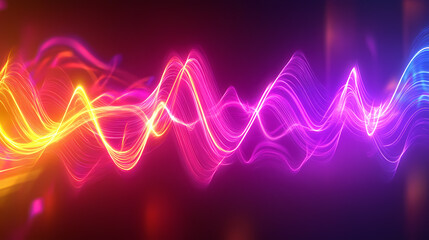 Glowing neon lights pulsing with rhythmic energy, electric, neon, rhythmic. [Solar Echoes] | Sunpulse Waves | rhythmic light. Illustration