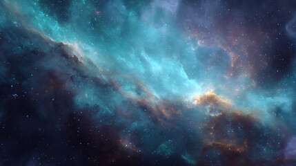 Fototapeta premium Blue neblua, cyan nebulae, space wallpaper, colorful star background, galaxy, space
