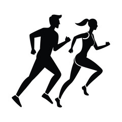  Man and women are running on vector art illustration