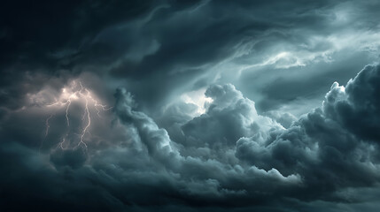 Obraz premium Black clouds with lightnings storm and smoke isolated