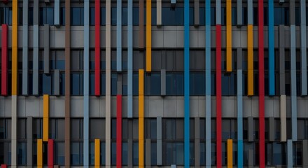 Obraz premium Building façade with a grid of windows or colored panels 