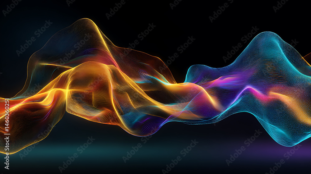 Poster beautiful abstract colorful flowing waves ultrawide 21, 9 wallpaper background perfect for oled disp
