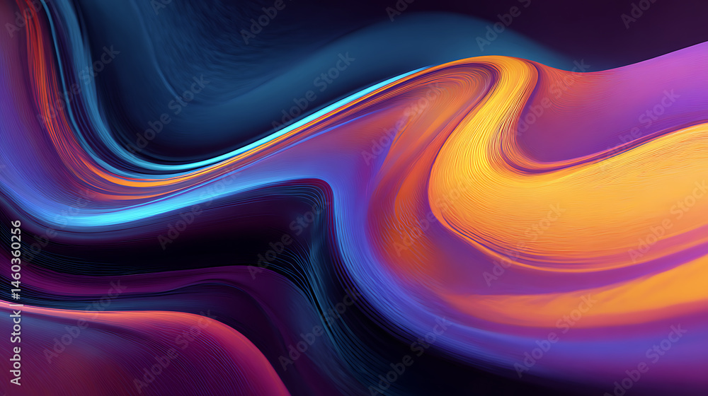 Fototapete beautiful abstract colorful flowing waves ultrawide 21, 9 wallpaper background perfect for oled disp