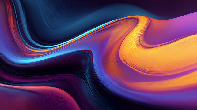 Beautiful abstract colorful flowing waves ultrawide 21, 9 wallpaper background perfect for oled display with vibrant colors on dark, for ads web design, prints and copy - Powered by Adobe