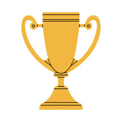 Vector illustration with a golden prize cup. Perfect for award ceremonies, sport events, trophy presentations, prints, cards or certifecates design. Sports and achievement concept.
