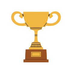 Vector illustration with a golden prize cup. Perfect for award ceremonies, sport events, trophy presentations, prints, cards or certifecates design. Sports and achievement concept.